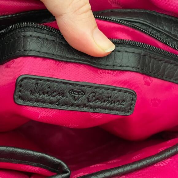 Juicy Couture Womens Cross Body Bag Purse Black Faux Leather Classic Everyday - Picture 8 of 14